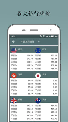 即刻汇率各大银行牌价截图